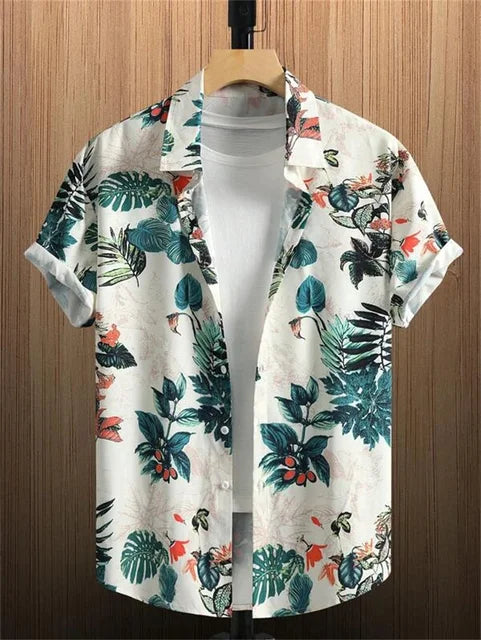 Weißes Hawaiihemd mit Blumenmuster - Tom