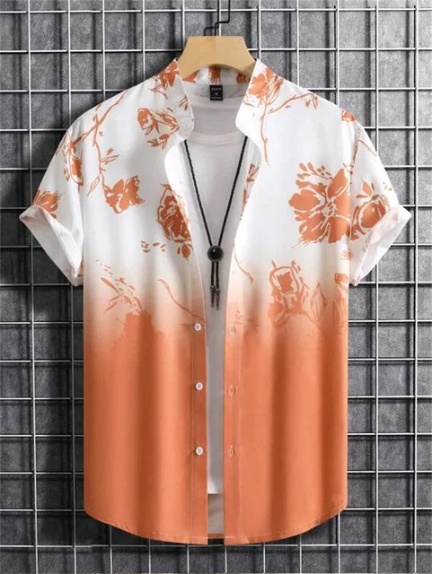 Weißes Hawaiihemd mit Blumenmuster - Tom