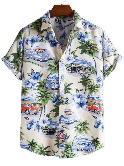 Weißes Hawaiihemd mit Blumenmuster - Tom