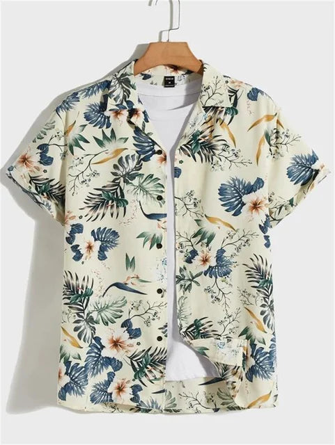 Weißes Hawaiihemd mit Blumenmuster - Tom