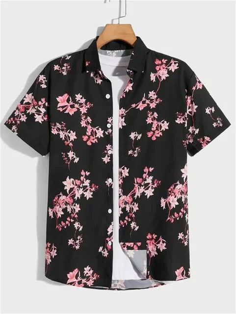 Weißes Hawaiihemd mit Blumenmuster - Tom