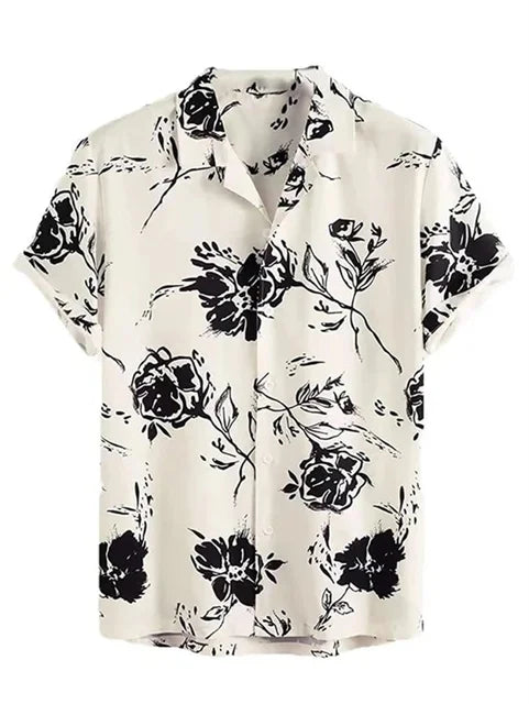 Weißes Hawaiihemd mit Blumenmuster - Tom