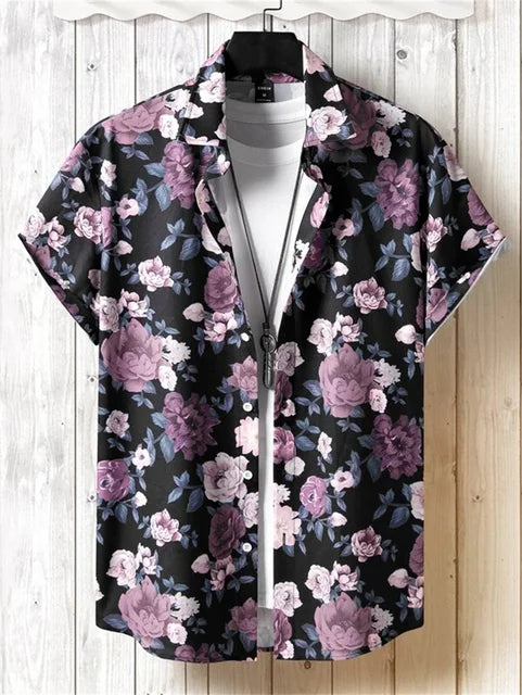 Weißes Hawaiihemd mit Blumenmuster - Tom