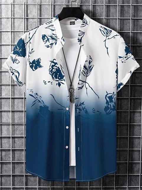 Weißes Hawaiihemd mit Blumenmuster - Tom