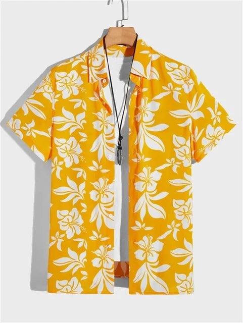 Weißes Hawaiihemd mit Blumenmuster - Tom
