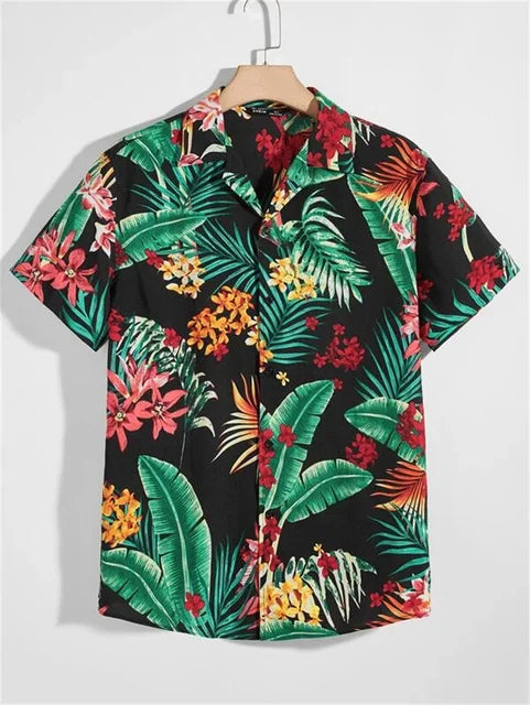 Weißes Hawaiihemd mit Blumenmuster - Tom