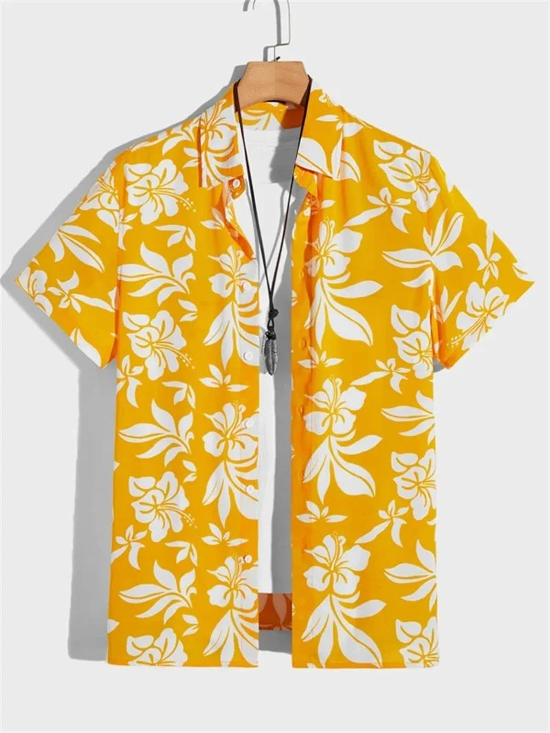 Weißes Hawaiihemd mit Blumenmuster - Tom