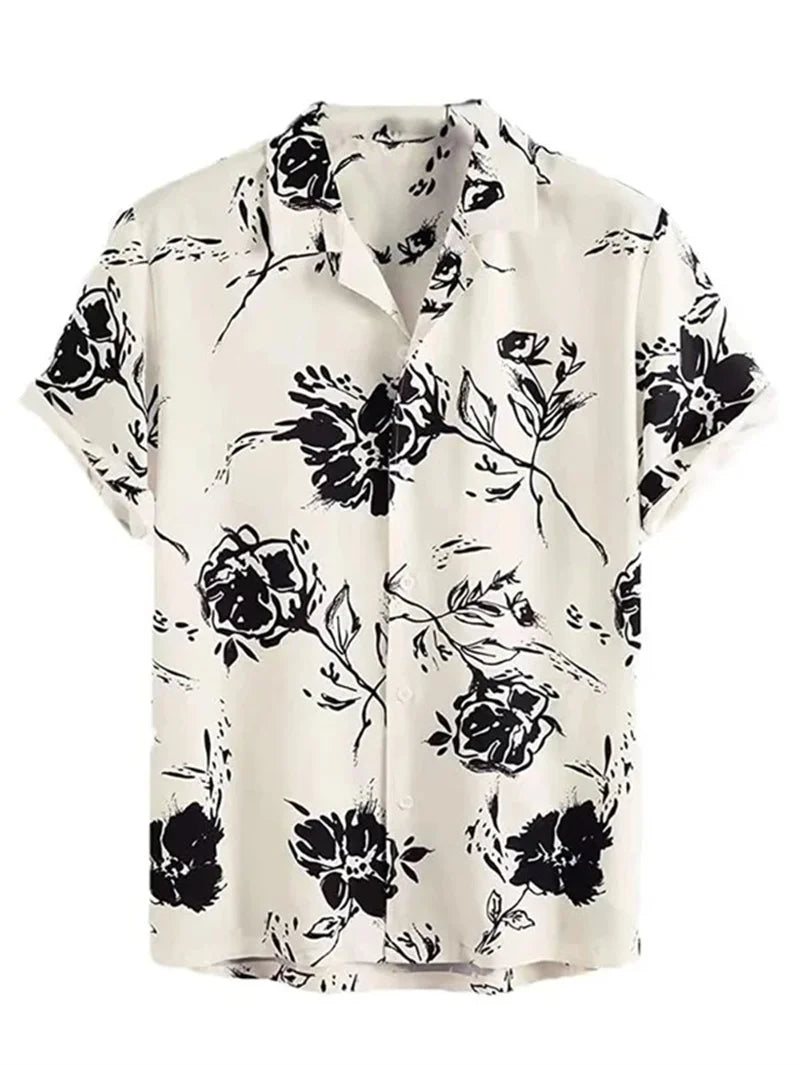 Weißes Hawaiihemd mit Blumenmuster - Tom
