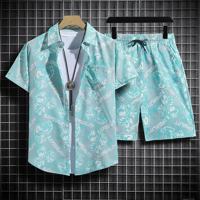 Schwarzes Hawaii-Strandset für Herren - Luca