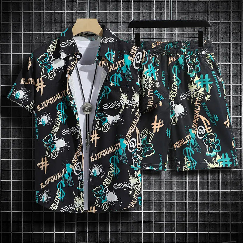 Schwarzes Hawaii-Strandset für Herren - Luca