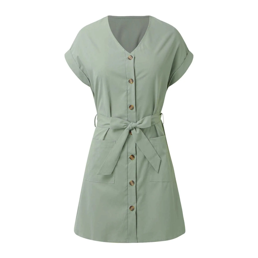 Rotes V-Ausschnitt Freizeitkleid - Scarlett