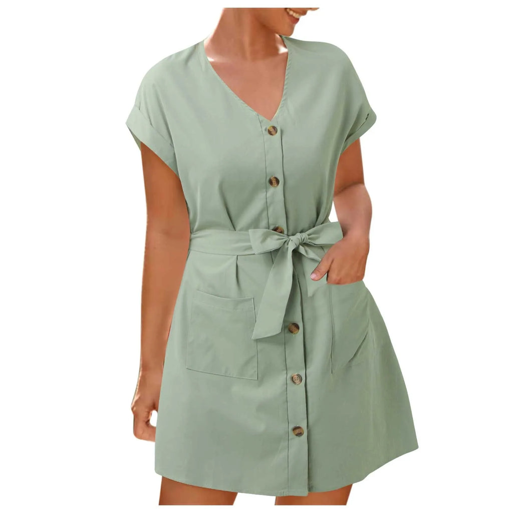 Rotes V-Ausschnitt Freizeitkleid - Scarlett