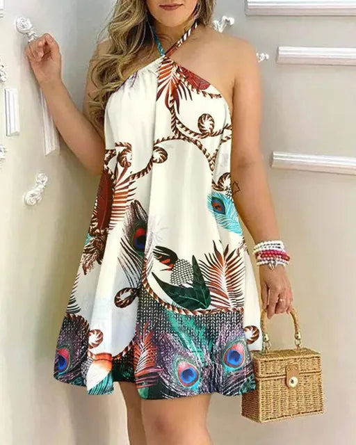 Ayla - Orangefarbenes Blumenkleid mit Trägern