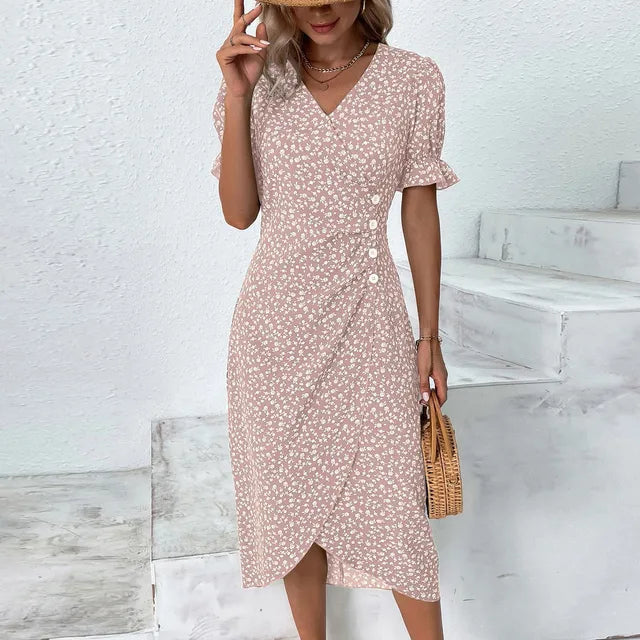 Rosa Boho-Blumenkleid - Laraine