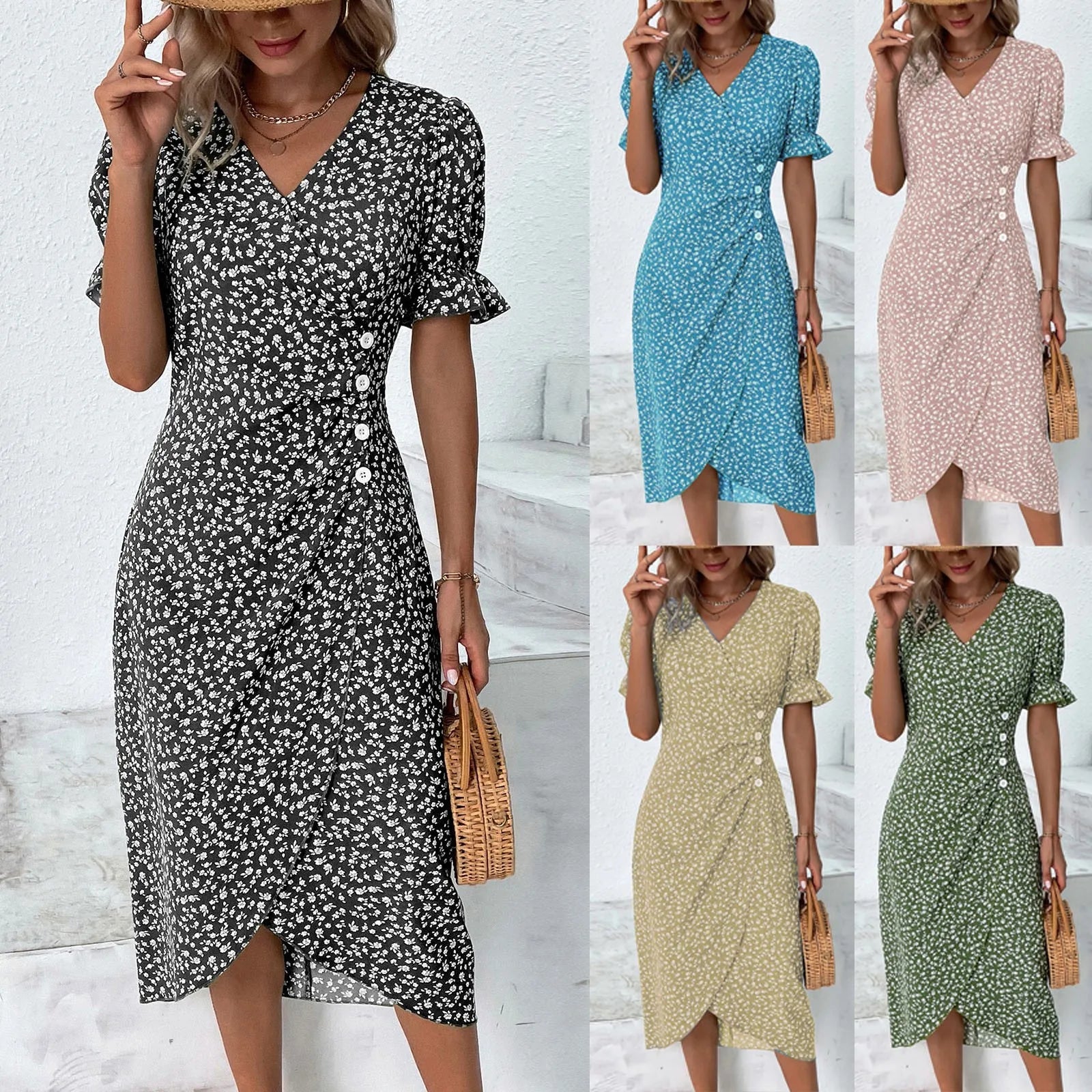 Rosa Boho-Blumenkleid - Laraine