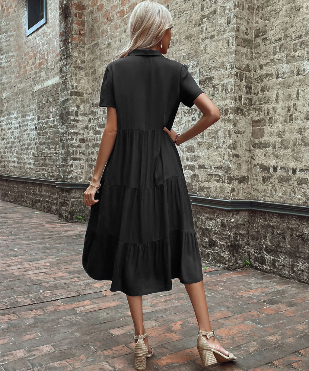 Militärgrünes V-Ausschnittkleid - Carli