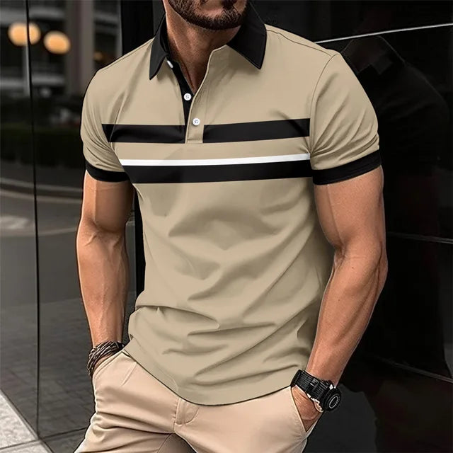 Blaues Kurzarm-Polohemd für Herren - Leo