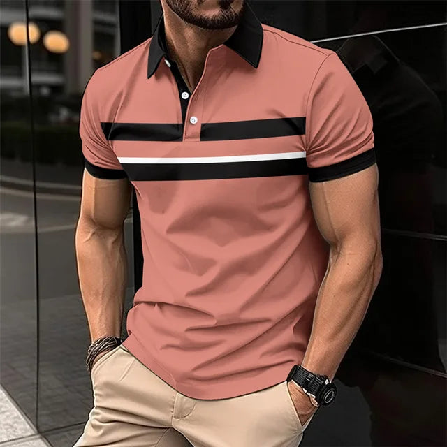 Blaues Kurzarm-Polohemd für Herren - Leo