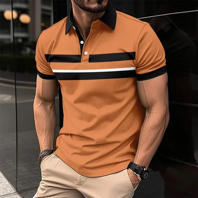 Blaues Kurzarm-Polohemd für Herren - Leo