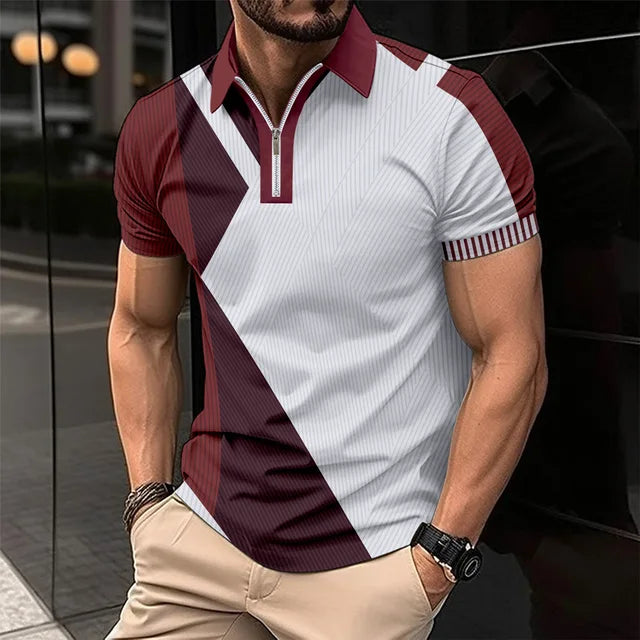 Blaues Kurzarm-Polohemd für Herren - Leo