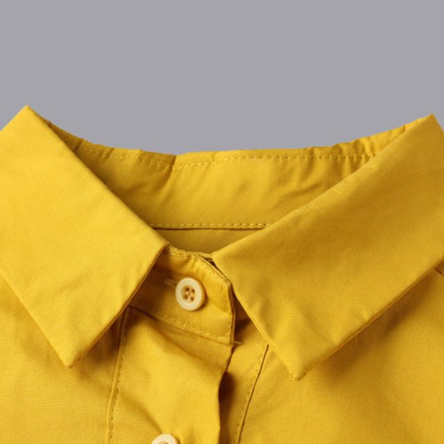 Mia - Gelbes lässiges Hemdkleid mit langen Ärmeln