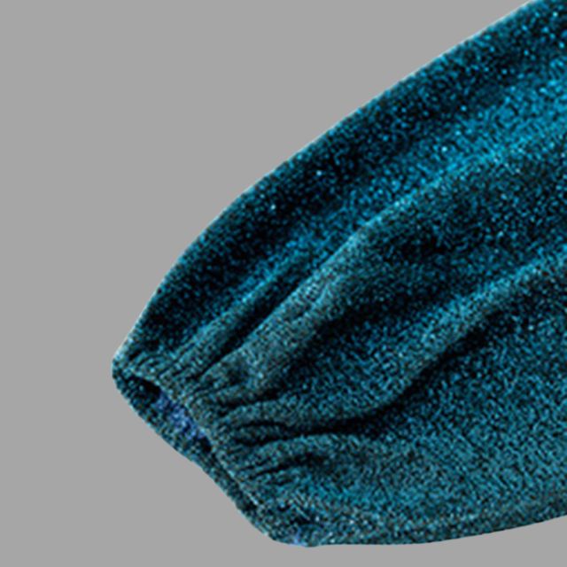 Esmee - Blaues Glänzendes Midi-Kleid mit Taillenbetonung