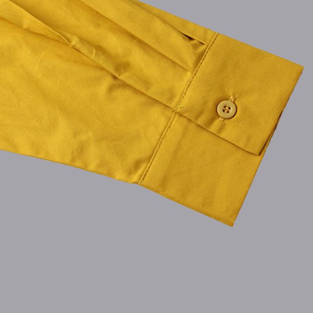 Mia - Gelbes lässiges Hemdkleid mit langen Ärmeln