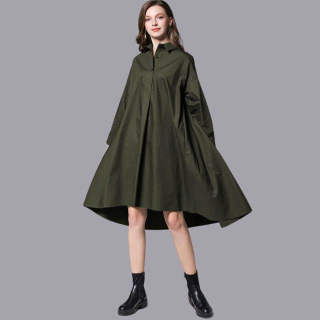 Mia - Gelbes lässiges Hemdkleid mit langen Ärmeln