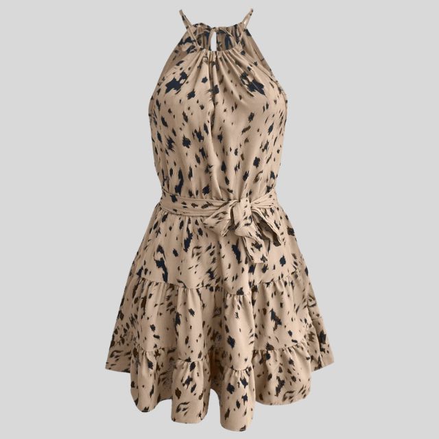 Elena - Blaues Neckholderkleid mit Gürtel