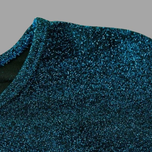 Esmee - Blaues Glänzendes Midi-Kleid mit Taillenbetonung