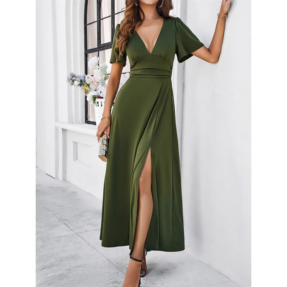 Ajla - Rote V-hals Bodycon Kleid
