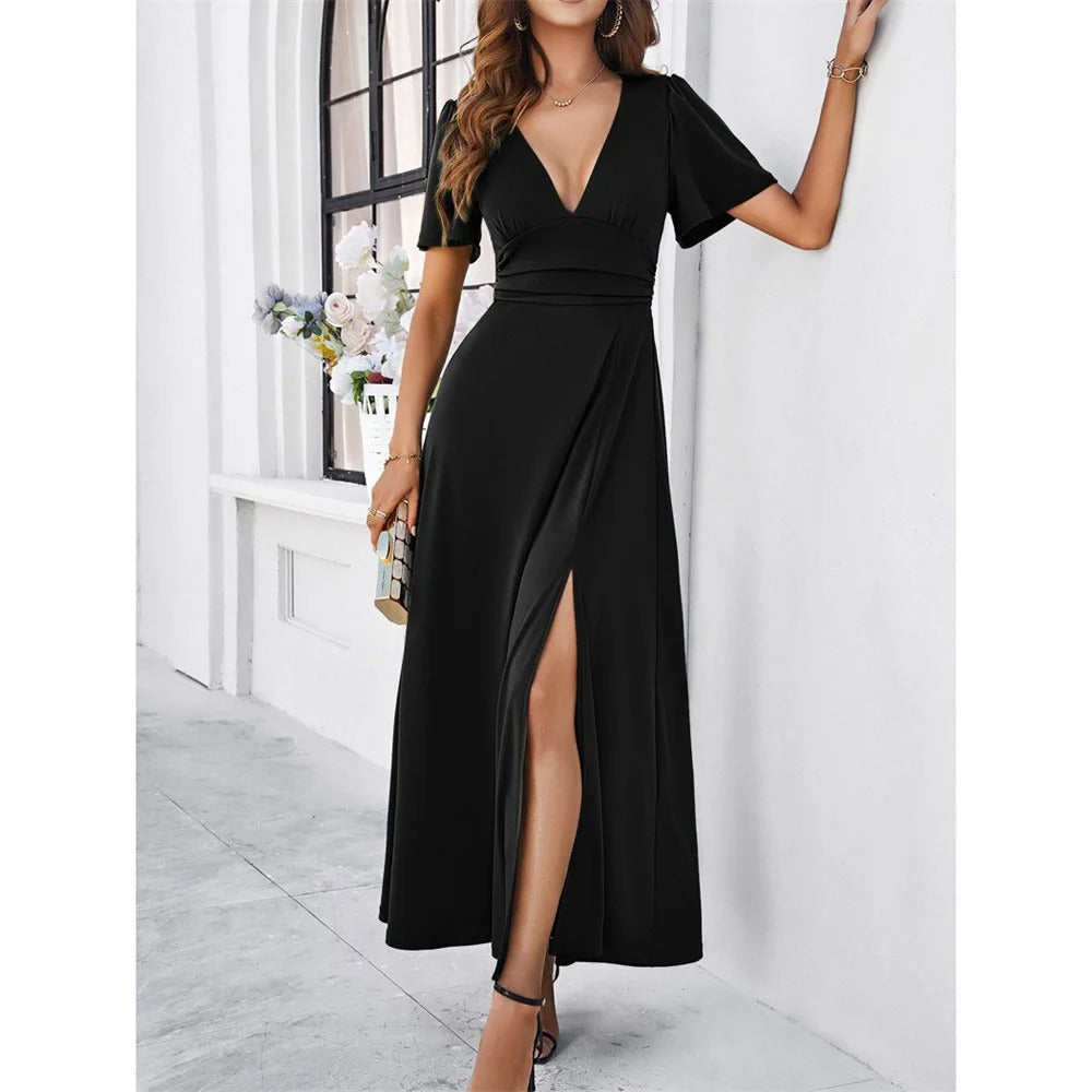Ajla - Rote V-hals Bodycon Kleid