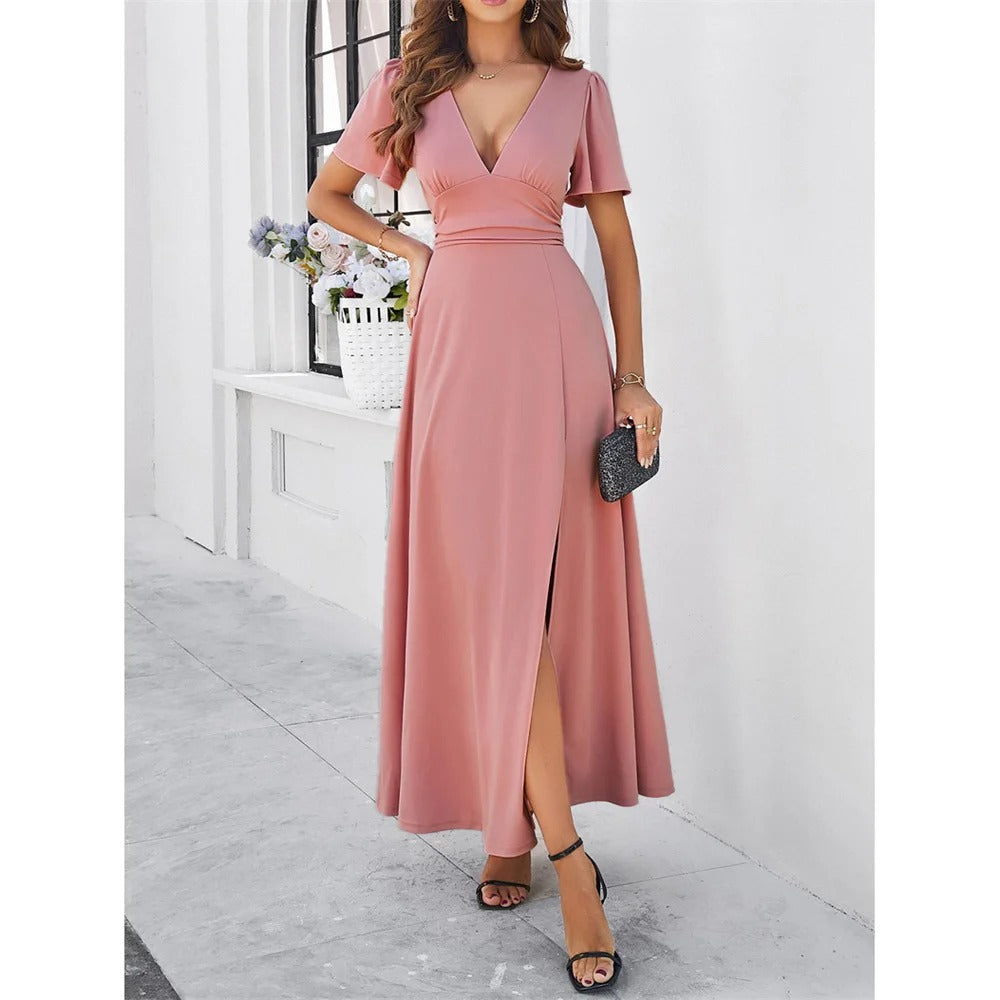Ajla - Rote V-hals Bodycon Kleid