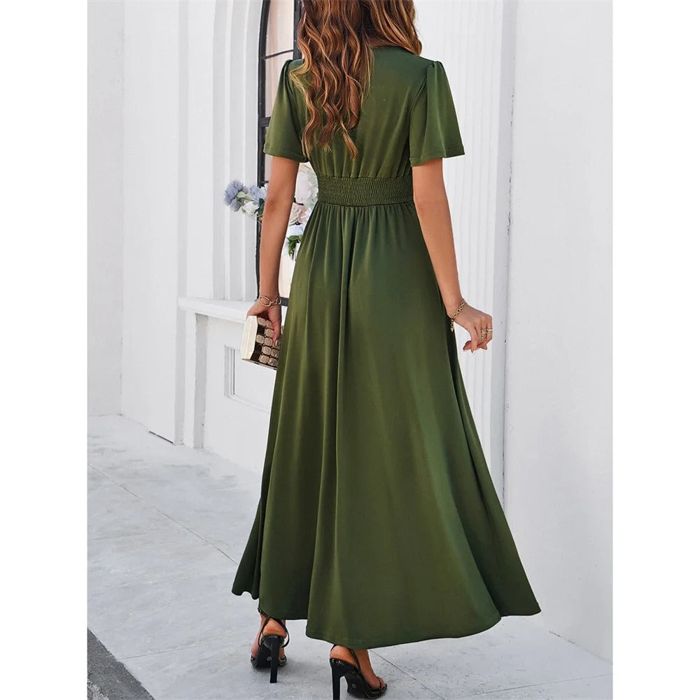 Ajla - Rote V-hals Bodycon Kleid