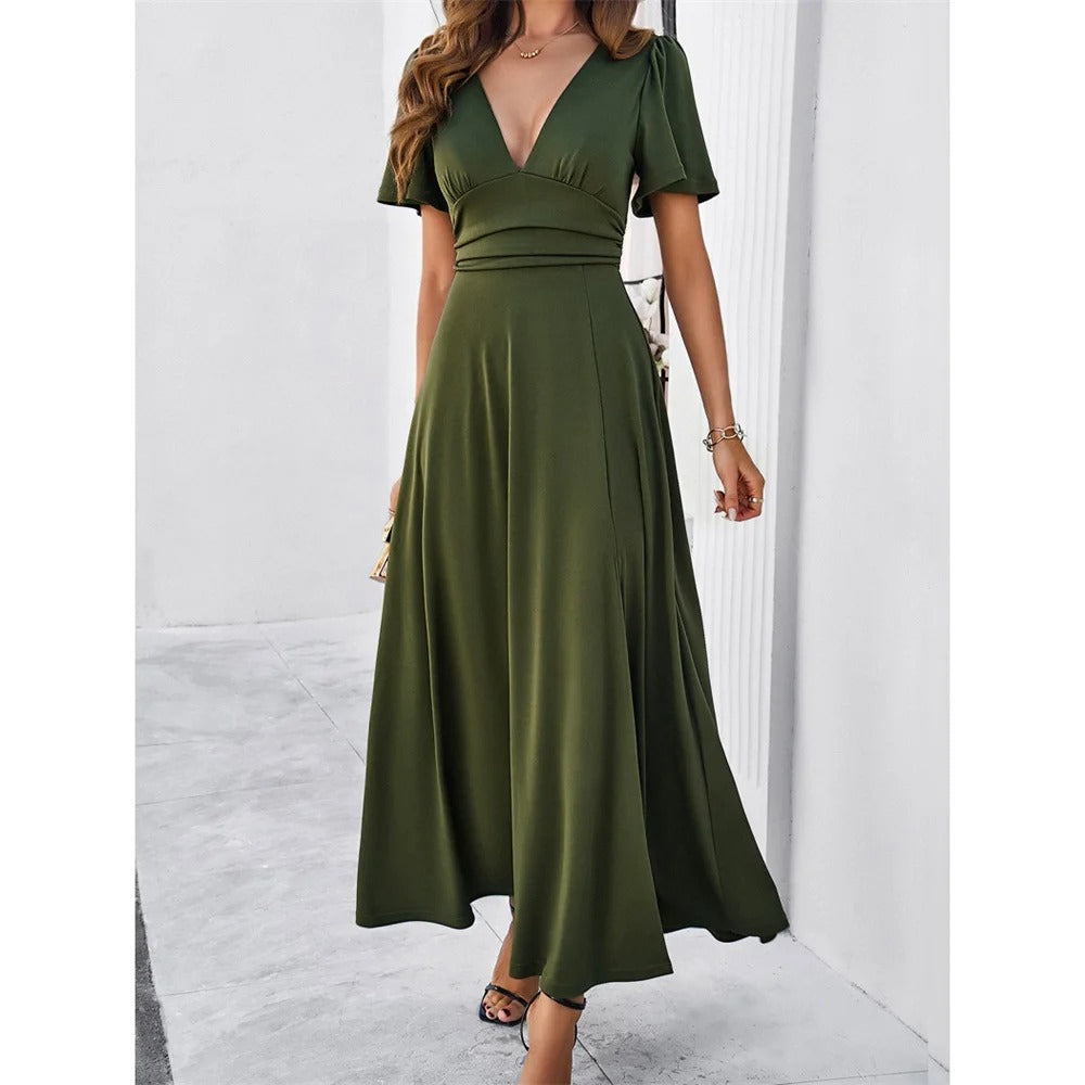 Ajla - Rote V-hals Bodycon Kleid