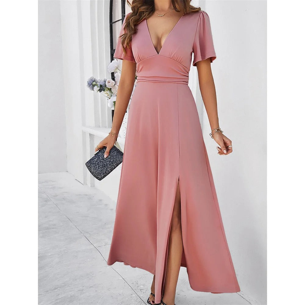 Ajla - Rote V-hals Bodycon Kleid
