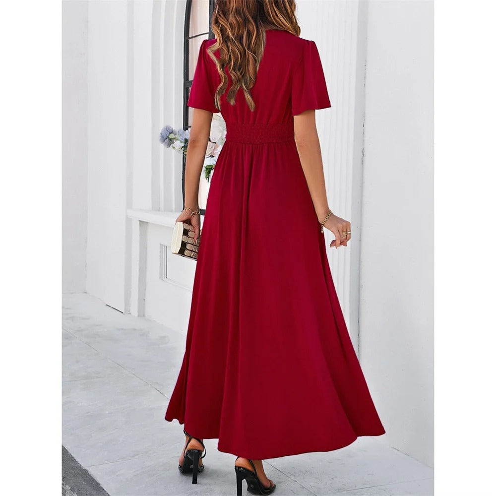 Ajla - Rote V-hals Bodycon Kleid