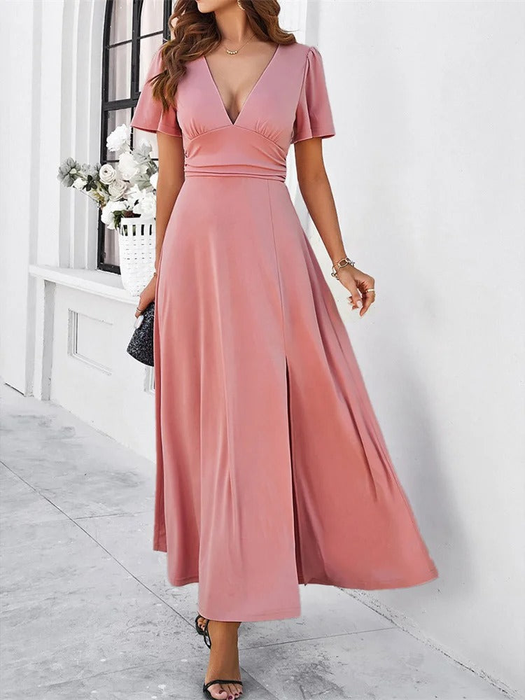 Ajla - Rote V-hals Bodycon Kleid