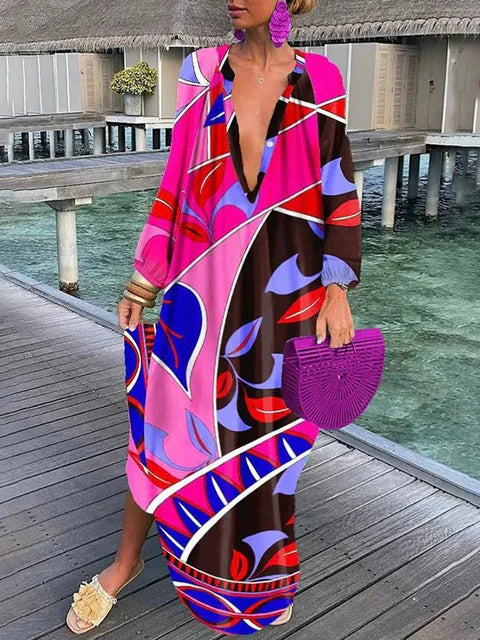 Grünes Buntes Kleid - Anna