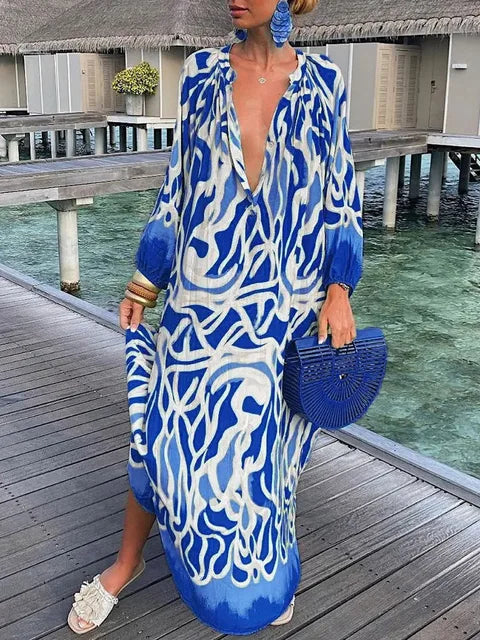 Grünes Buntes Kleid - Anna
