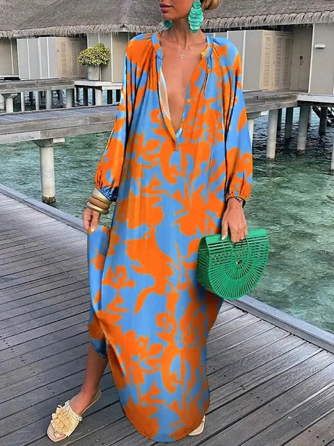 Grünes Buntes Kleid - Anna
