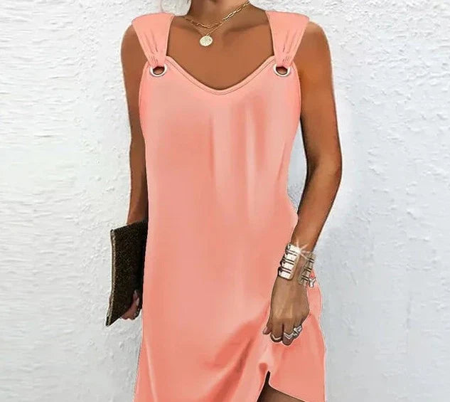 Marlie - Orangefarbenes Blumen Sommerkleid