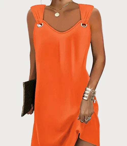 Marlie - Orangefarbenes Blumen Sommerkleid