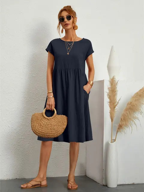Blaues Vintage Freizeitkleid - Hermine