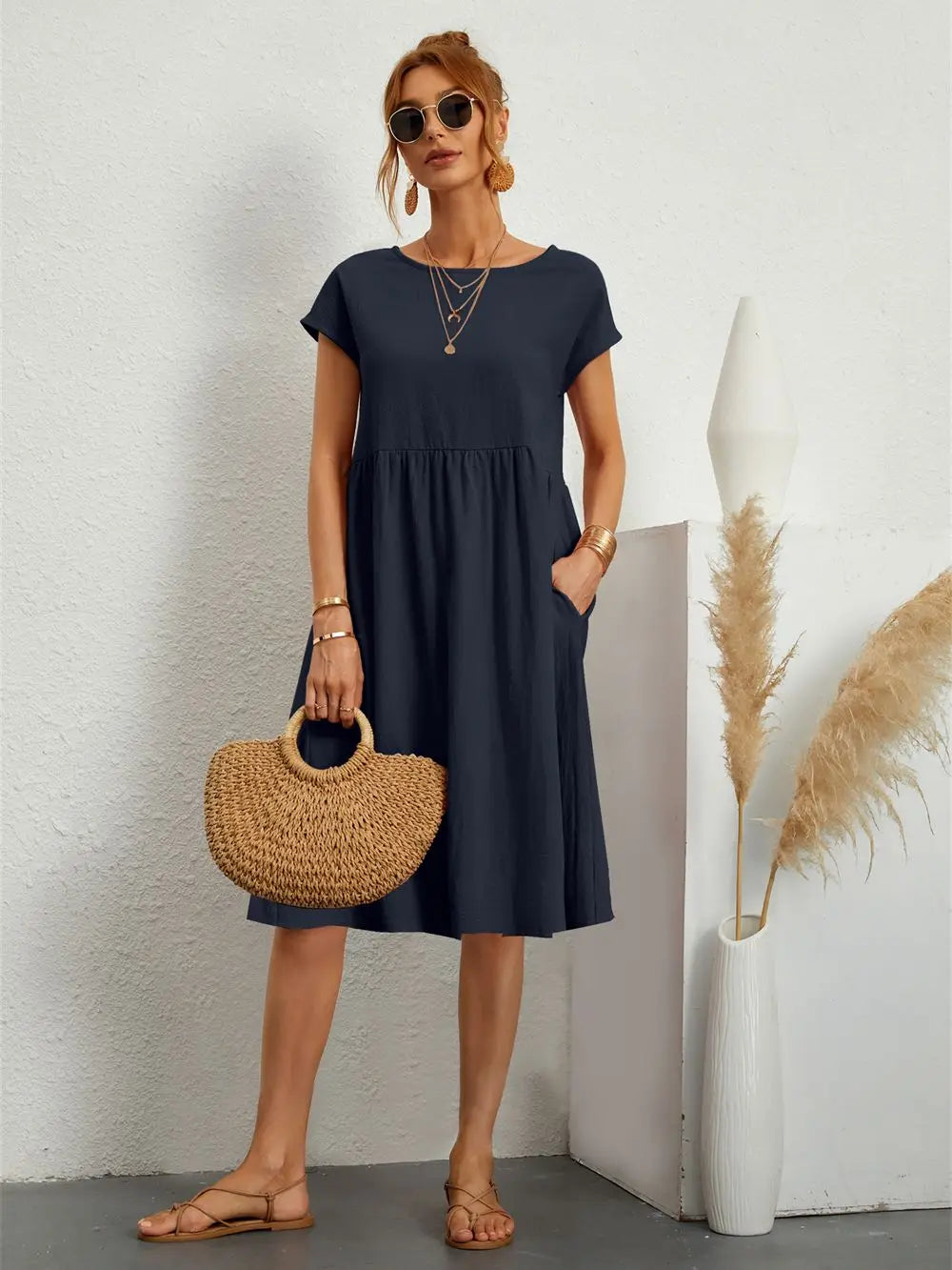 Blaues Vintage Freizeitkleid - Hermine