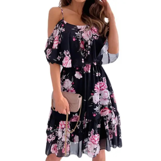 Annia - Rosa Rüschen-Spaghetti-Kleid