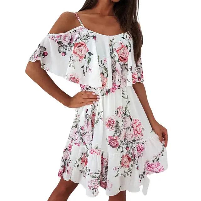 Annia - Rosa Rüschen-Spaghetti-Kleid
