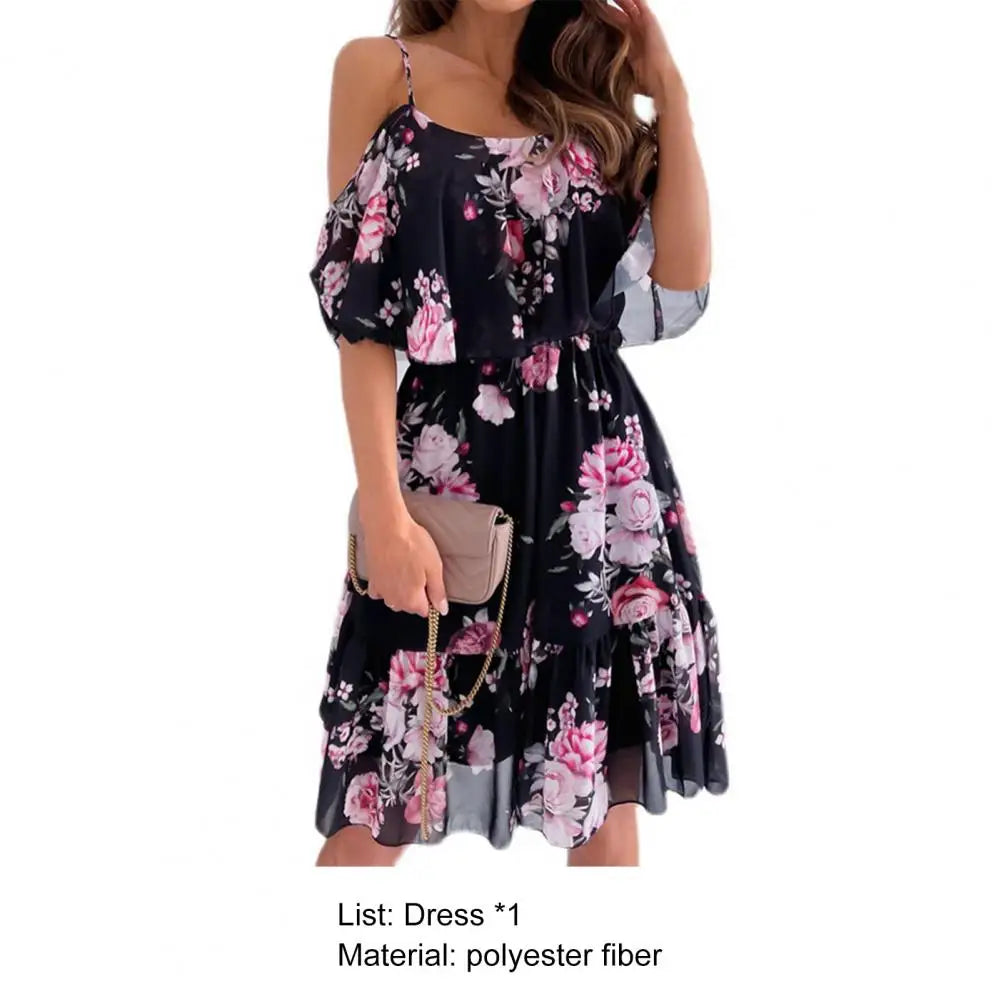Annia - Rosa Rüschen-Spaghetti-Kleid