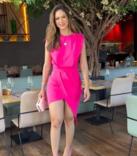 Rotes Midi A-Linien-Kleid - Sandi
