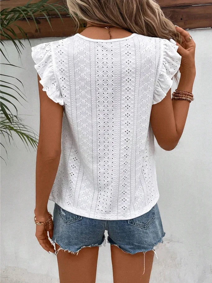 Evie - Grüne Elegante Splicing Bluse